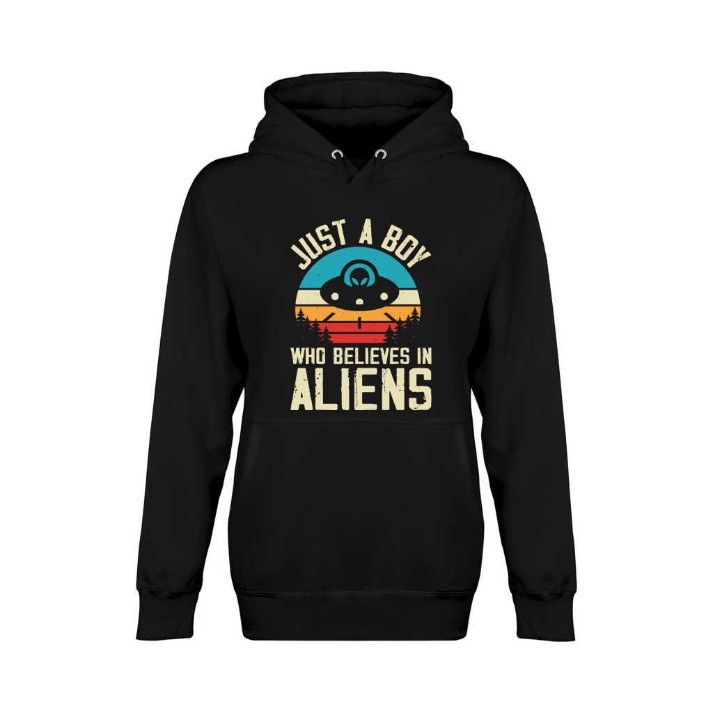 Vintage UFO Alienjust a boy who believes in Aliens 2 Unisex Premium Pullover Hoodie