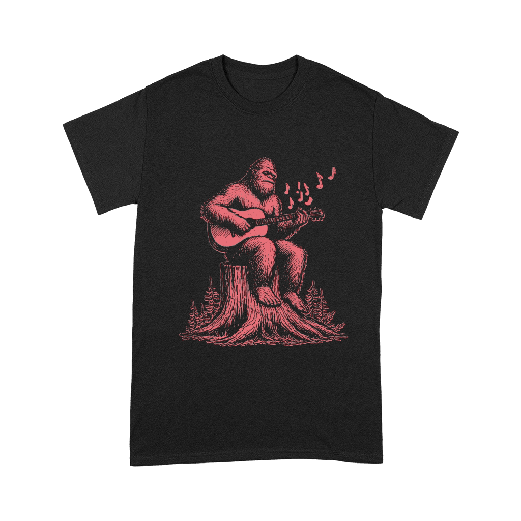 Bigfoot Playing Guitar LRed GR Unisex T-Shirt