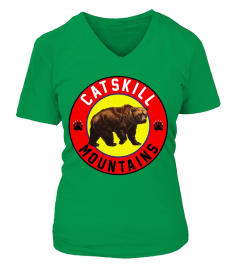CATSKILL MOUNTAINS NEW YORK MOUNTAIN BEAR CATSKILLS HIKING BIKING CLIMBING V-neck T-Shirt Woman