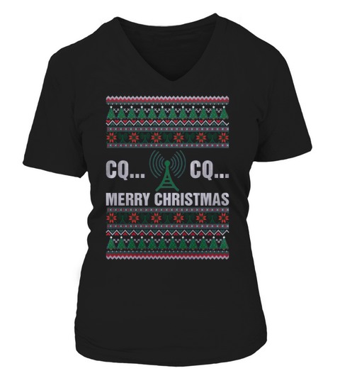 Ham Radio Merry Christmas V-neck T-Shirt Woman