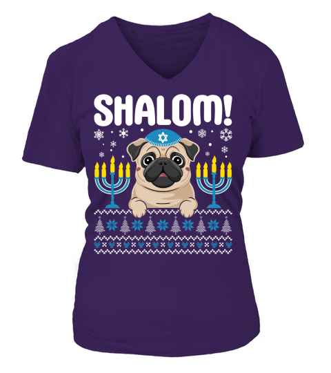 Shalom! dog V-neck T-Shirt Woman