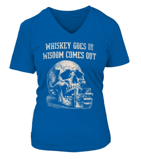 Skull Whiskey Goes In D VintageWhite GR V-neck T-Shirt Woman