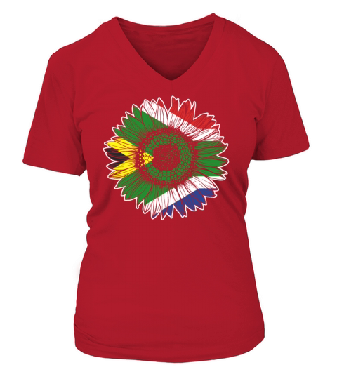 South Africa Flag Sunflower V-neck T-Shirt Woman