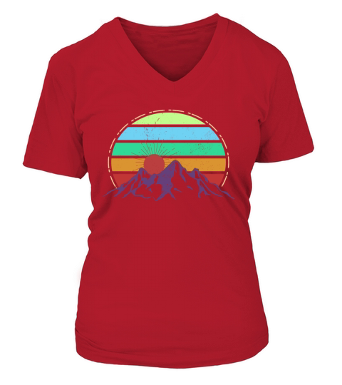 Vintage Mountains Sports Ski SnowboardNature V-neck T-Shirt Woman