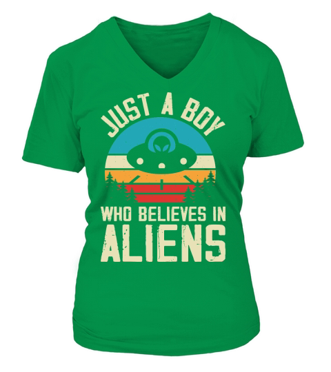 Vintage UFO Alienjust a boy who believes in Aliens 2 V-neck T-Shirt Woman