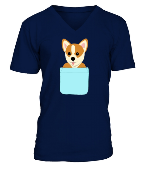 Cute Dog in Pocket Welsh Corgi Pembroke gift V-Neck T-shirt