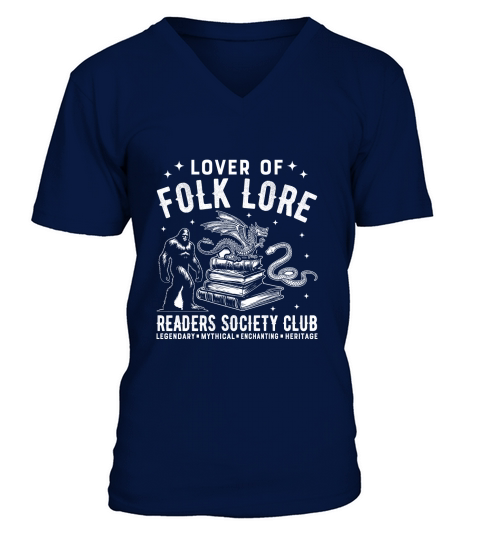 lover of folk lore readers society club legendary  mythical  enchanting  heritage V-Neck T-shirt
