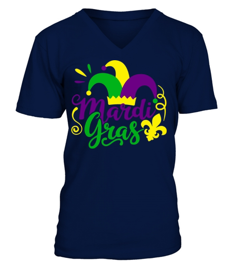 Mardi Gras Carnival Holiday Funny Fat Tuesday V-Neck T-shirt