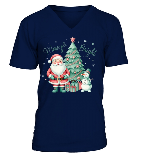 Merry Bright Mint Christmas 02 V-Neck T-shirt