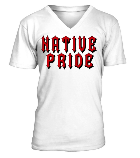 Native Pride Red Black Old English V-Neck T-shirt