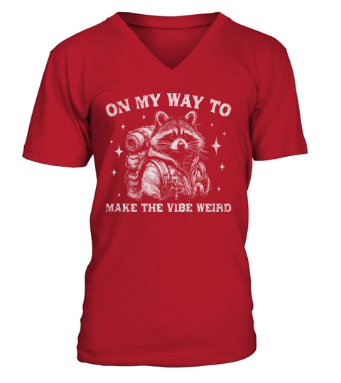 On My Way To Make The Vibe Weird Raccoon D White GR V-Neck T-shirt