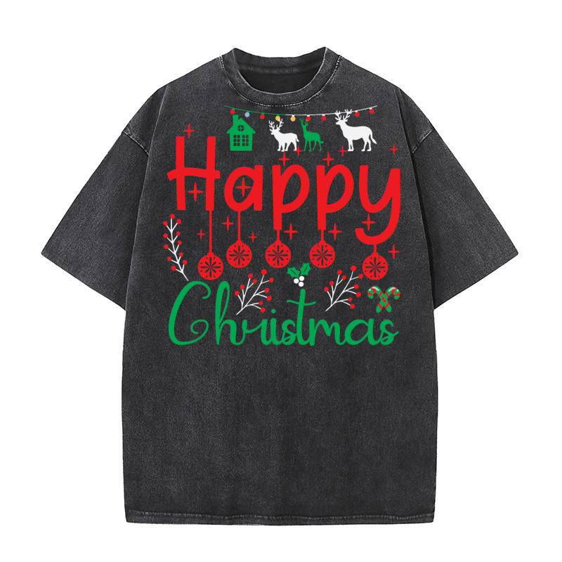 Happy Christmas 21 Washed T-Shirt