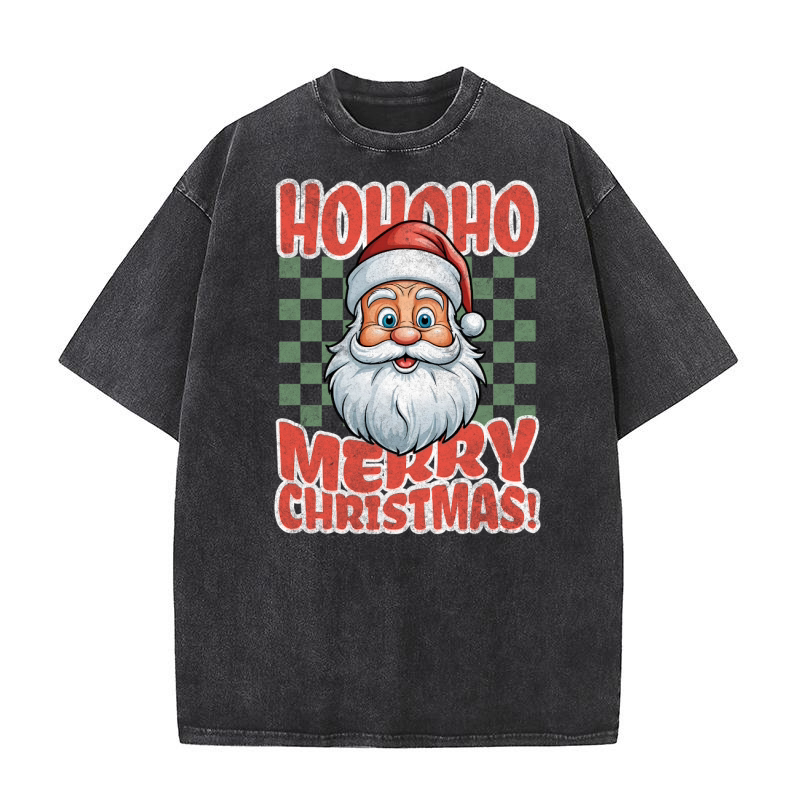 Ho Ho Ho Merry Christmas Santa Washed T-Shirt