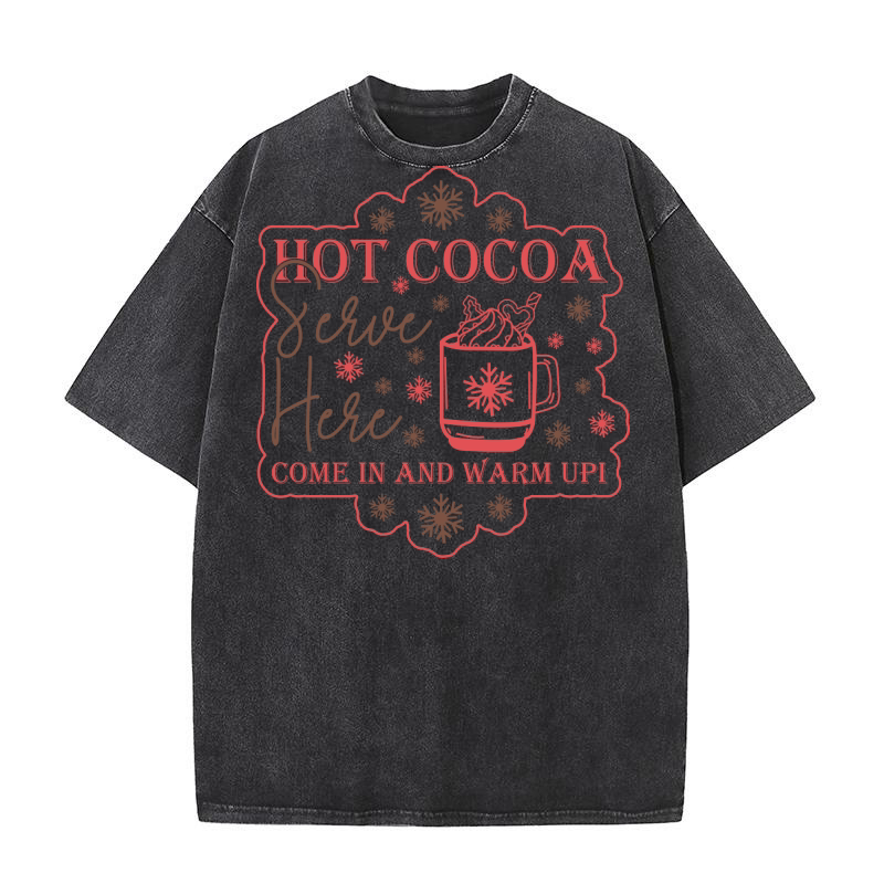 Hot Cocoa Serve Here Washed T-Shirt