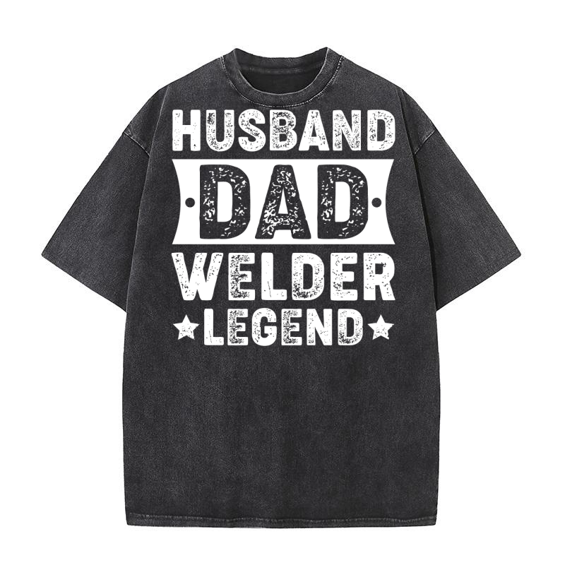 Husband Dad Welder Legend (1) Washed T-Shirt