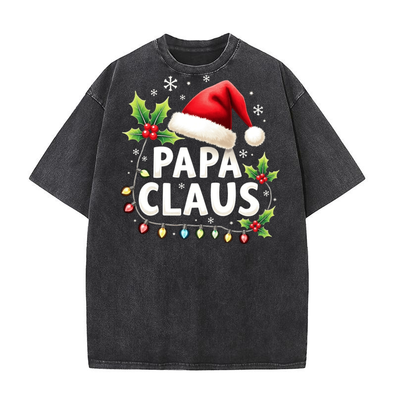 Papa Claus Christmas 2 Washed T-Shirt