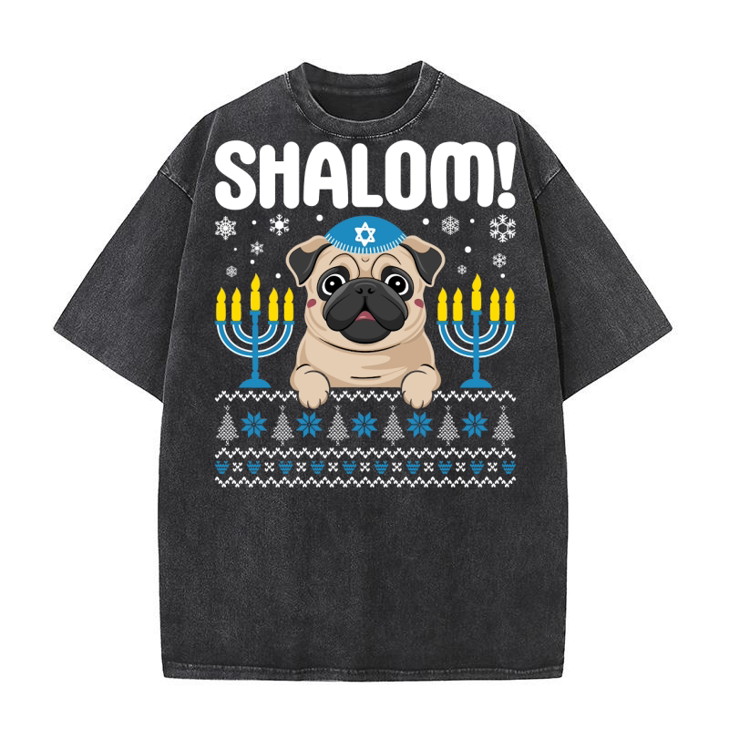 Shalom! dog Washed T-Shirt