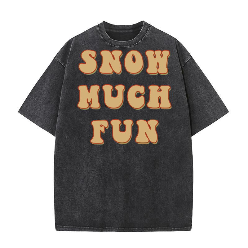 Snow Much Fun Retro Brown Washed T-Shirt