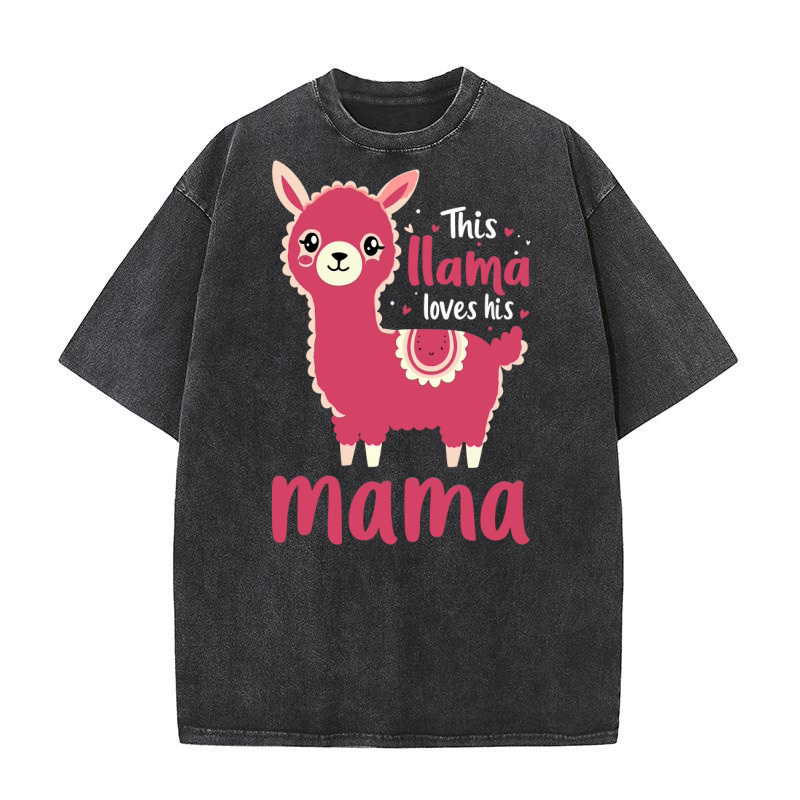 This llama loves his mama Washed T-Shirt