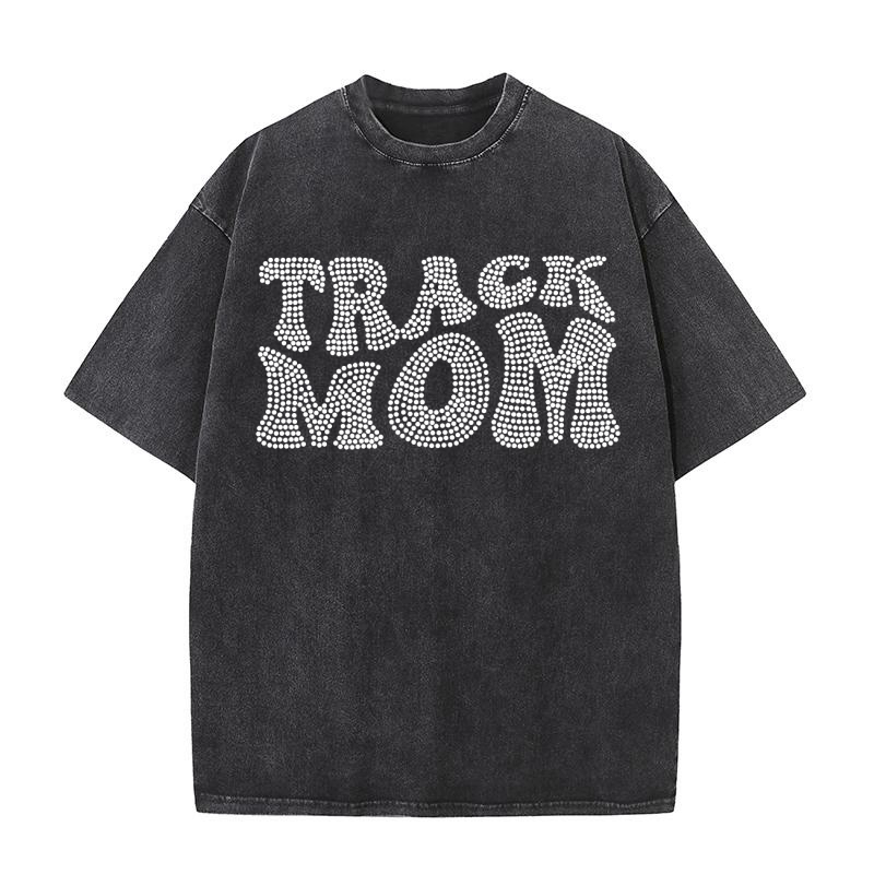 Track Mom Rhinestone Templates Washed T-Shirt