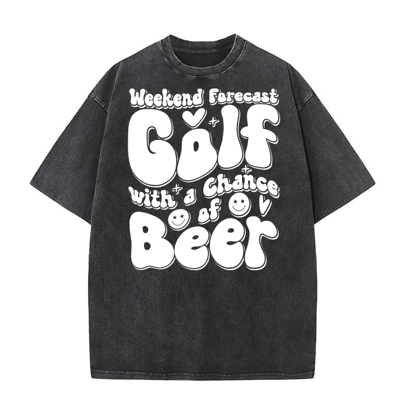 Weekend Forecast Golf with a Chance of Beer 3 Washed T-Shirt
