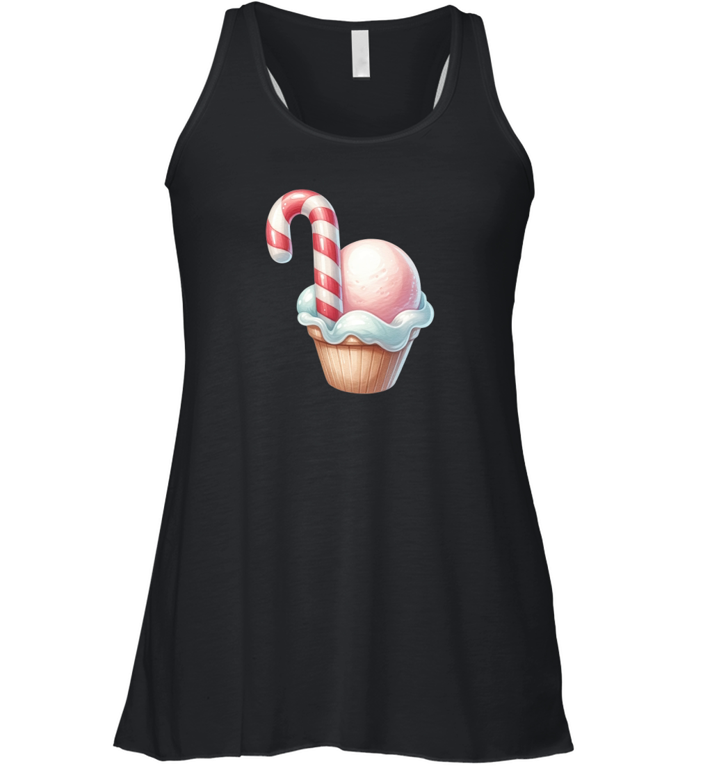 Christmas Ice Cream Scoop Candy Cane Women's Flowy Tank Top