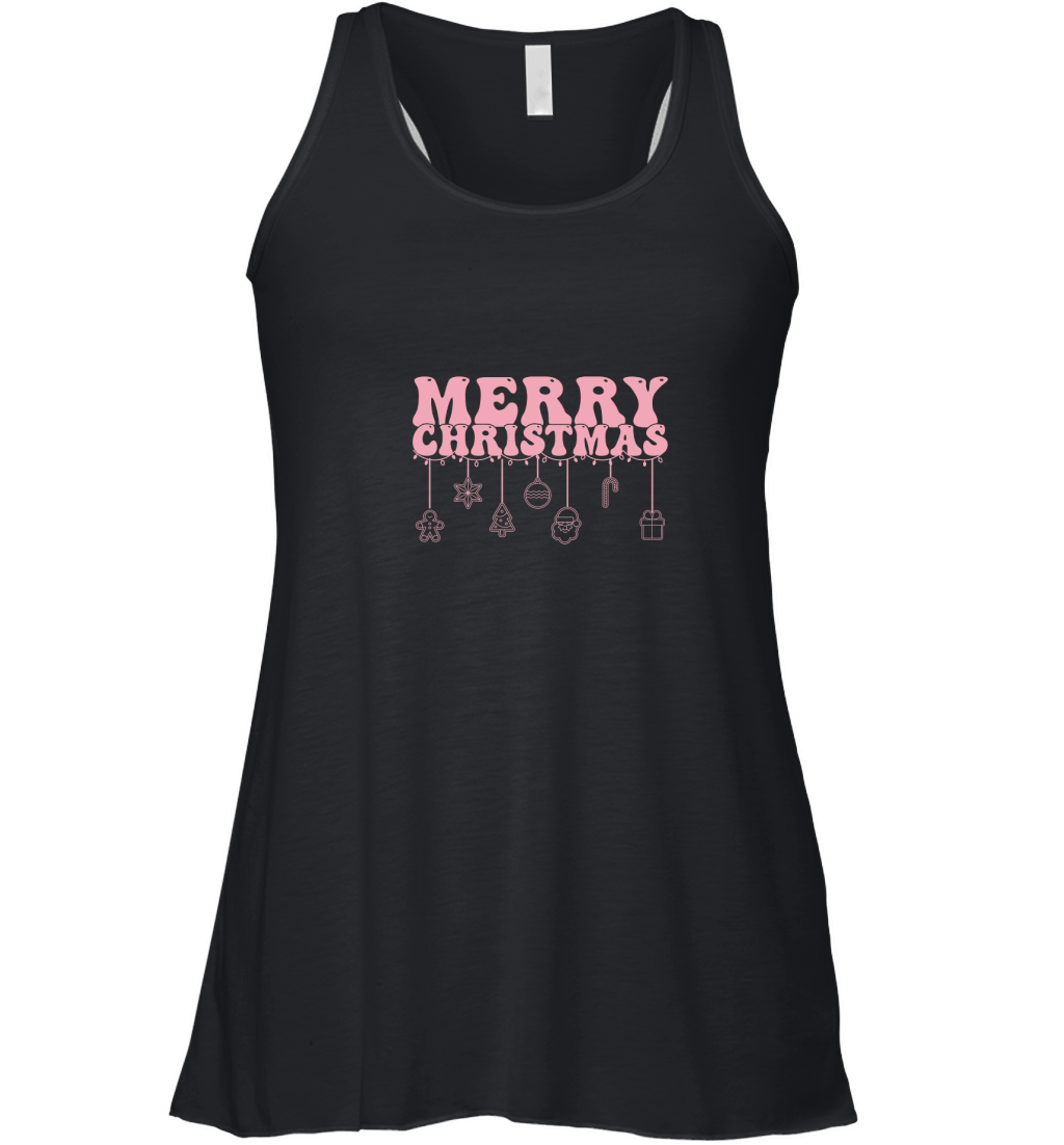Pink Retro Christmas 02 Women's Flowy Tank Top