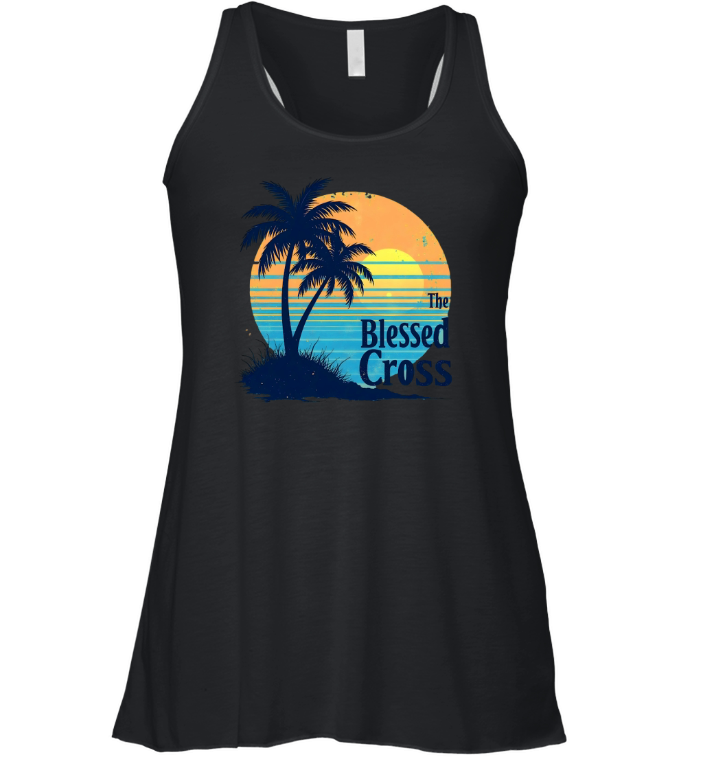 The Blessed Cross Vintage Palm Tree Women's Flowy Tank Top