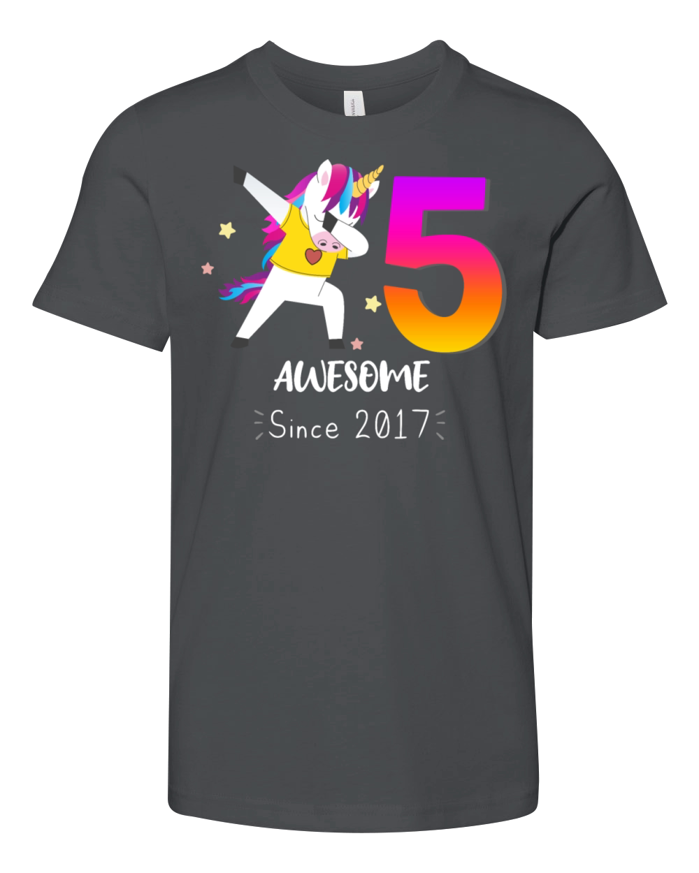 5 Years Old Unicorn Flossing Youth Unisex Jersey Tee