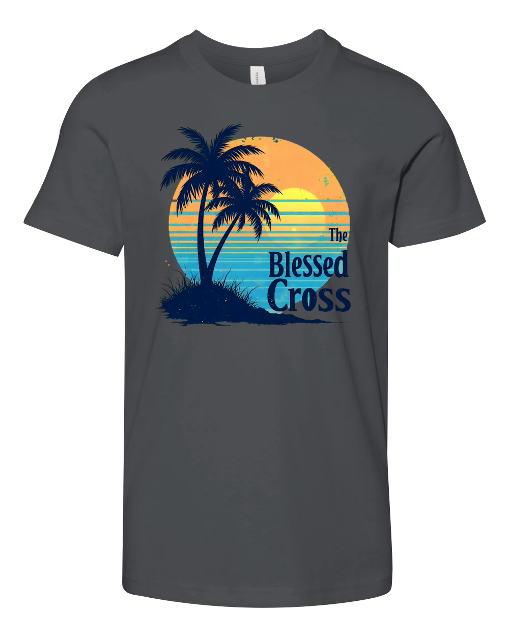 The Blessed Cross Vintage Palm Tree Youth Unisex Jersey Tee