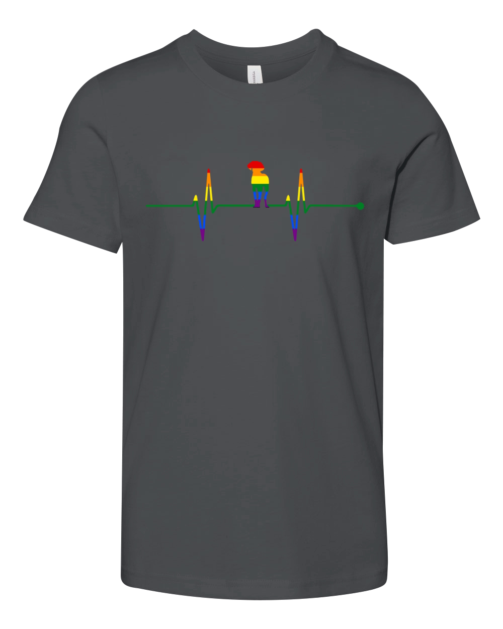 Weimaraner Dog Heartbeat Gay Rainbow Colorful LGBTQ Youth Unisex Jersey Tee