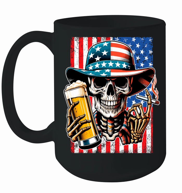 USA Flag Vintage Skeleton 4th of july 32 Ceramic Mug