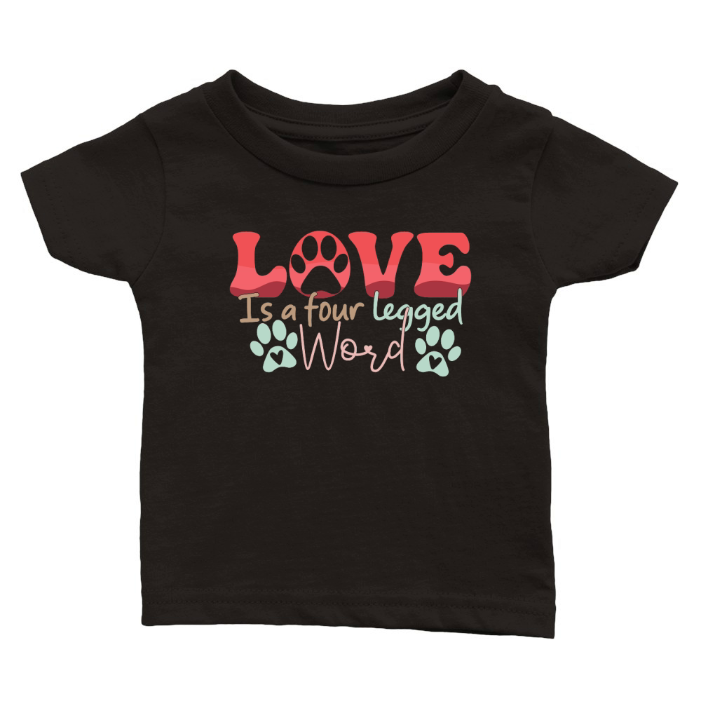 Love is a Four Legged Word Dog Mom Retro Valentines Day Classic Baby Crewneck T-shirt