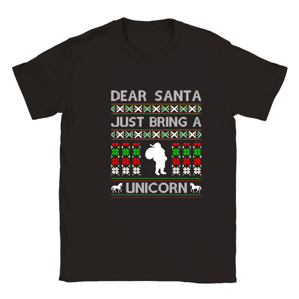 Dear Santa Just Bring A Unicorn Ugly Christmas Classic Kids Crewneck T-shirt