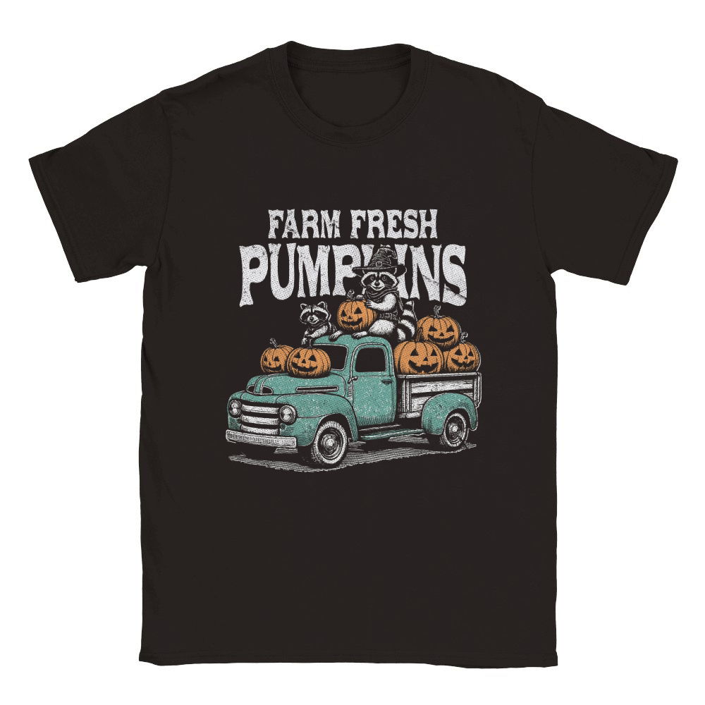Farm fresh pumpkins Raccoon D Color GR Classic Kids Crewneck T-shirt