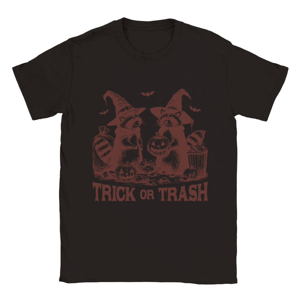 Trick Or Trash Halloween L Brown Classic Kids Crewneck T-shirt