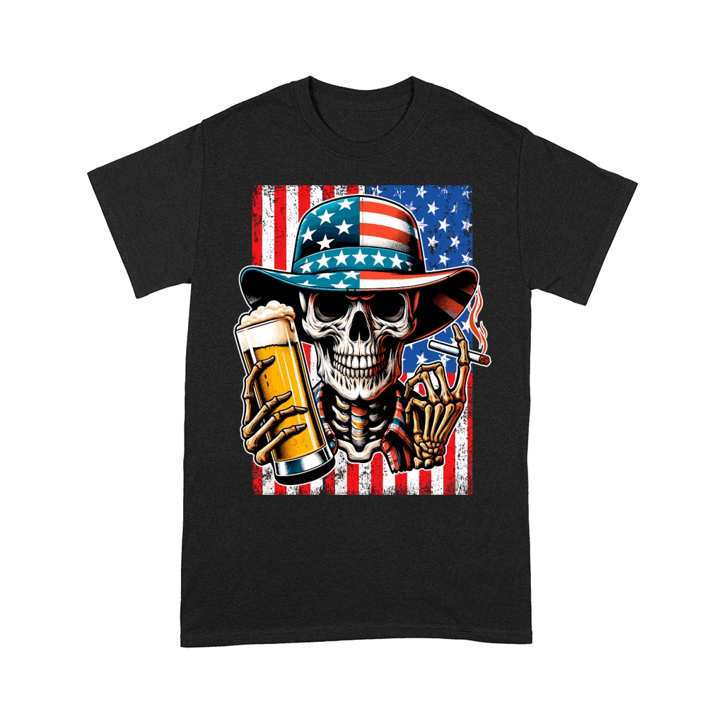 USA Flag Vintage Skeleton 4th of july 32 Comfort T-shirt