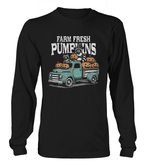 Farm fresh pumpkins Raccoon D Color GR Long sleeved Unisex