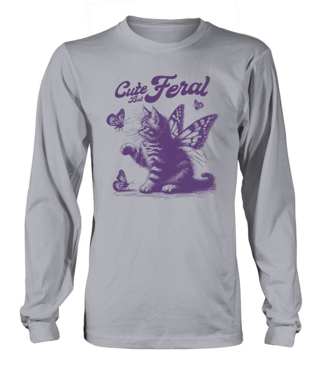 Kitty Cat with Butterfly Wings L violet Long sleeved Unisex