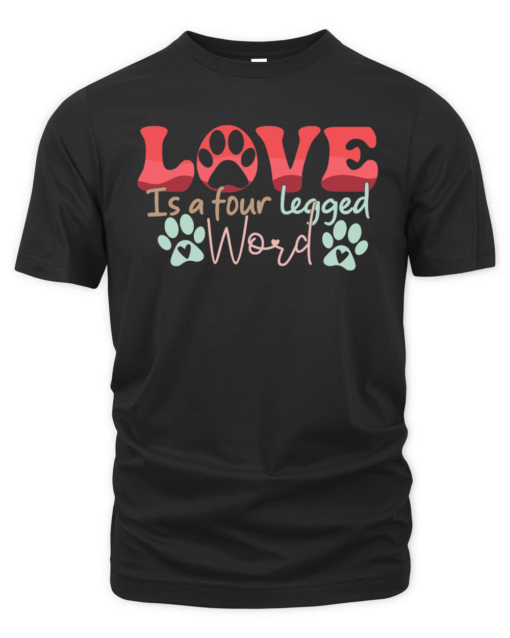 Love is a Four Legged Word Dog Mom Retro Valentines Day Organic Unisex T-shirt