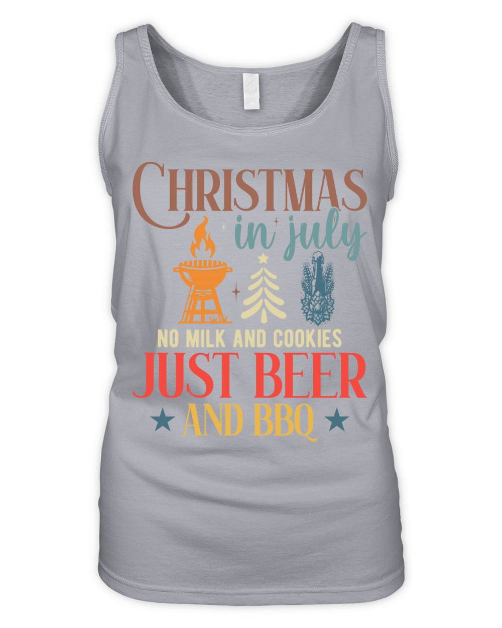 Christmas in july no milk and cookies just beer and bbq Organic Women's Tank Top