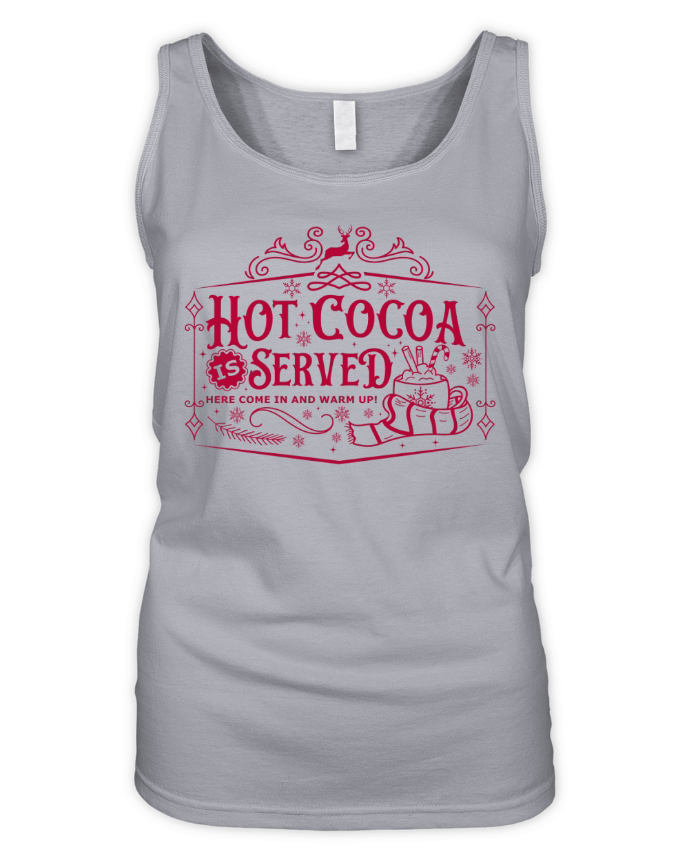 Hot cocoa served here come in and warm upi 03 Organic Women's Tank Top
