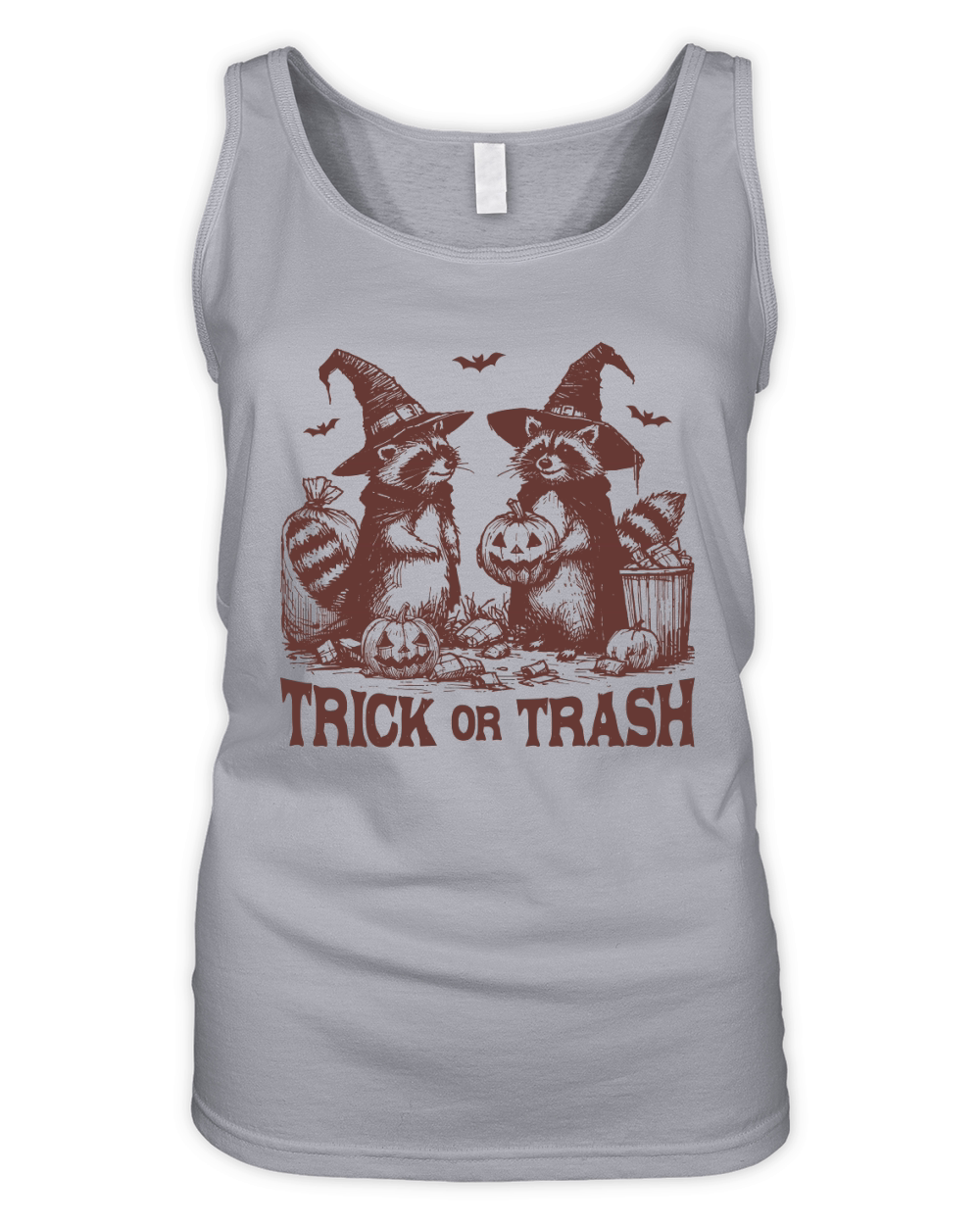 Trick Or Trash Halloween L Brown Organic Women's Tank Top