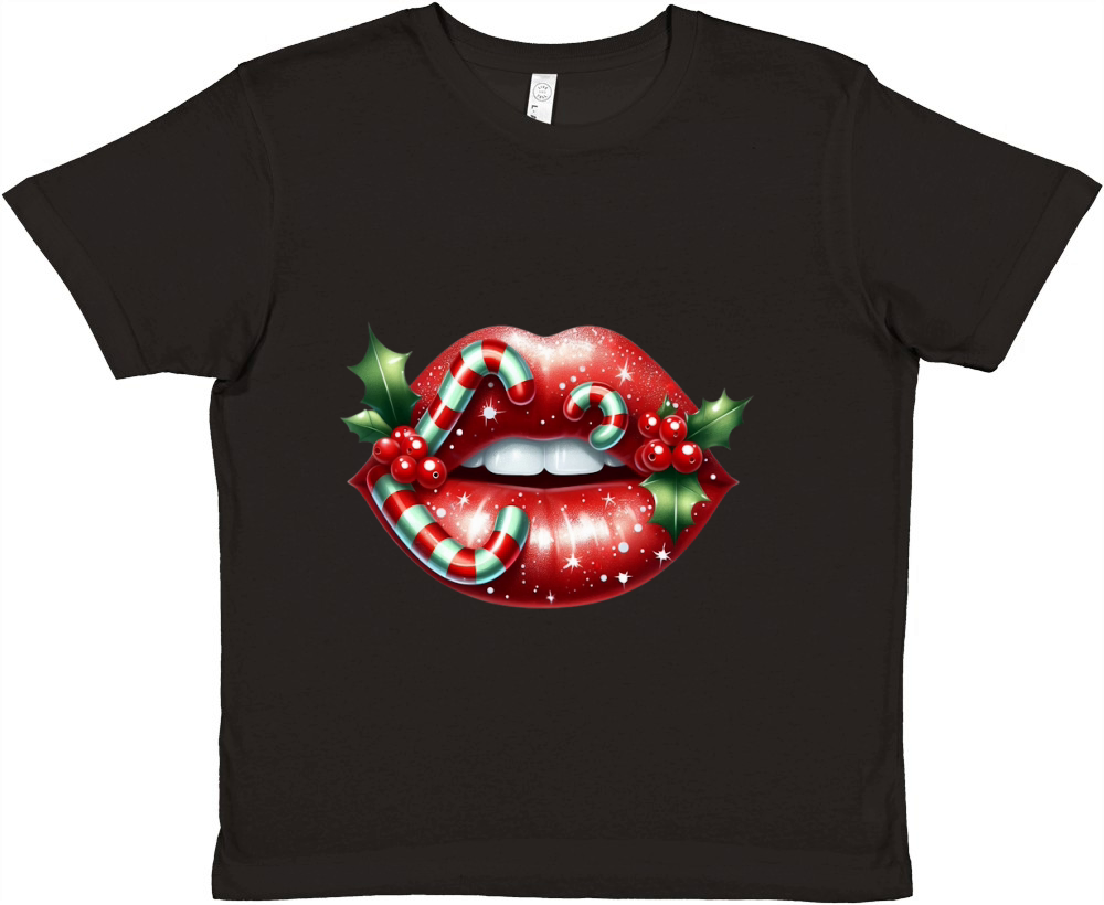 Lips Clipart Christmas Lips Holiday Lip (1) Premium Kids Crewneck T-shirt