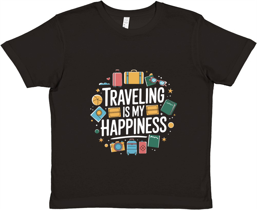 Traveling Is My Happiness Premium Kids Crewneck T-shirt