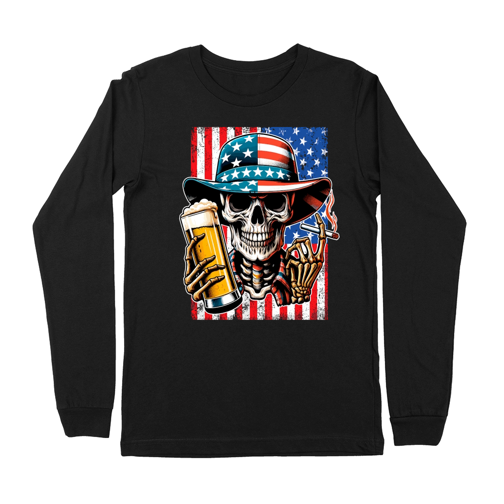 USA Flag Vintage Skeleton 4th of july 32 Premium Long Sleeve