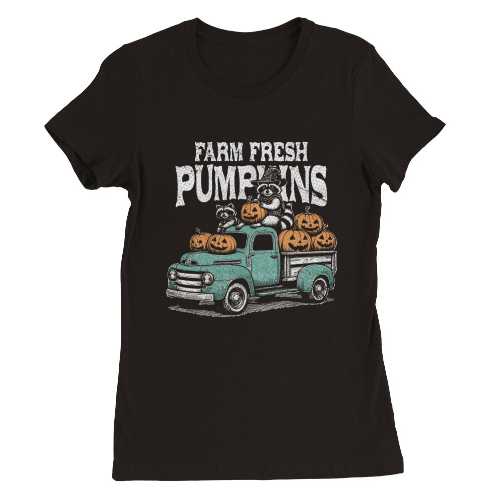 Farm fresh pumpkins Raccoon D Color GR Premium Womens Crewneck T-shirt