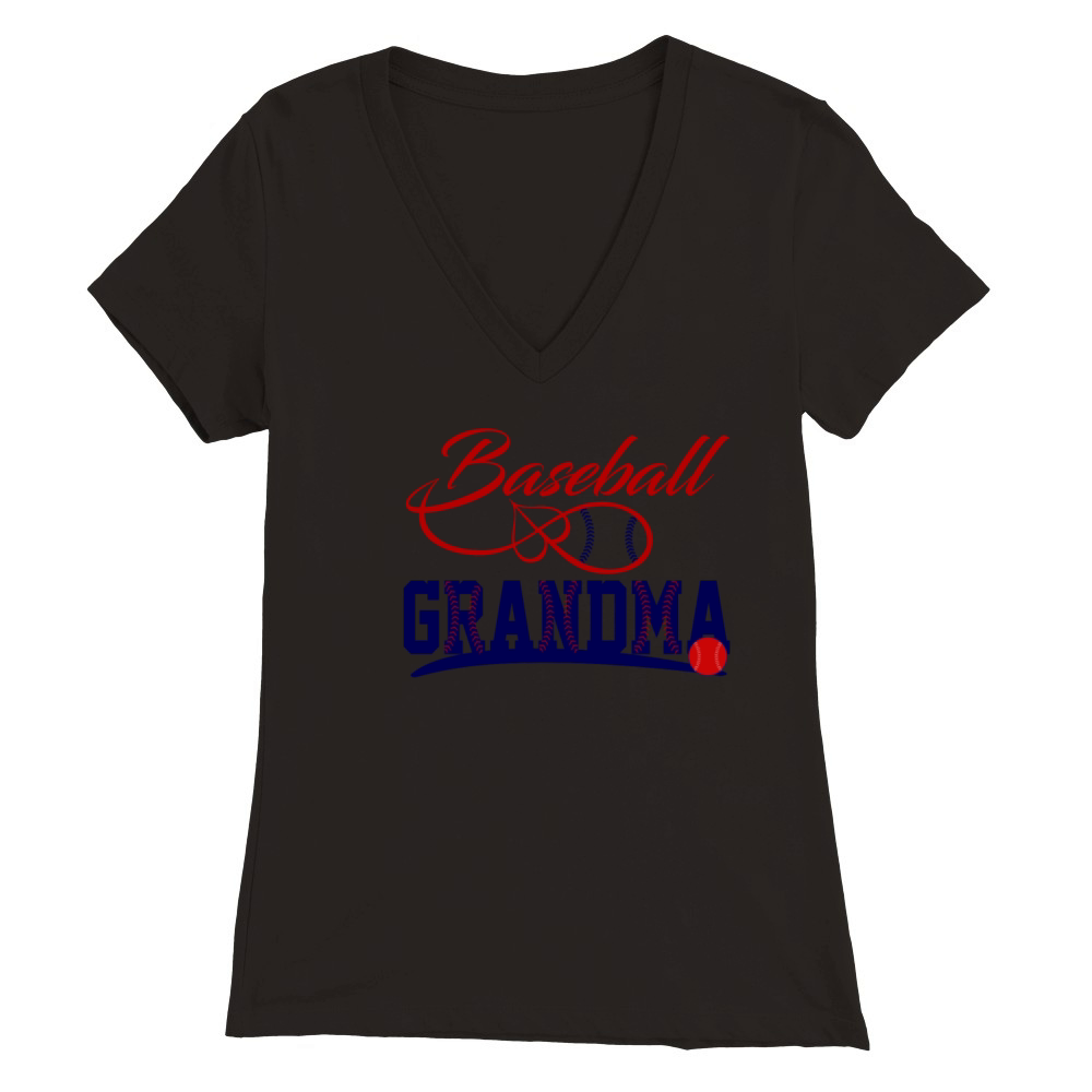Baseball Grandma Premium Womens V-Neck T-shirt
