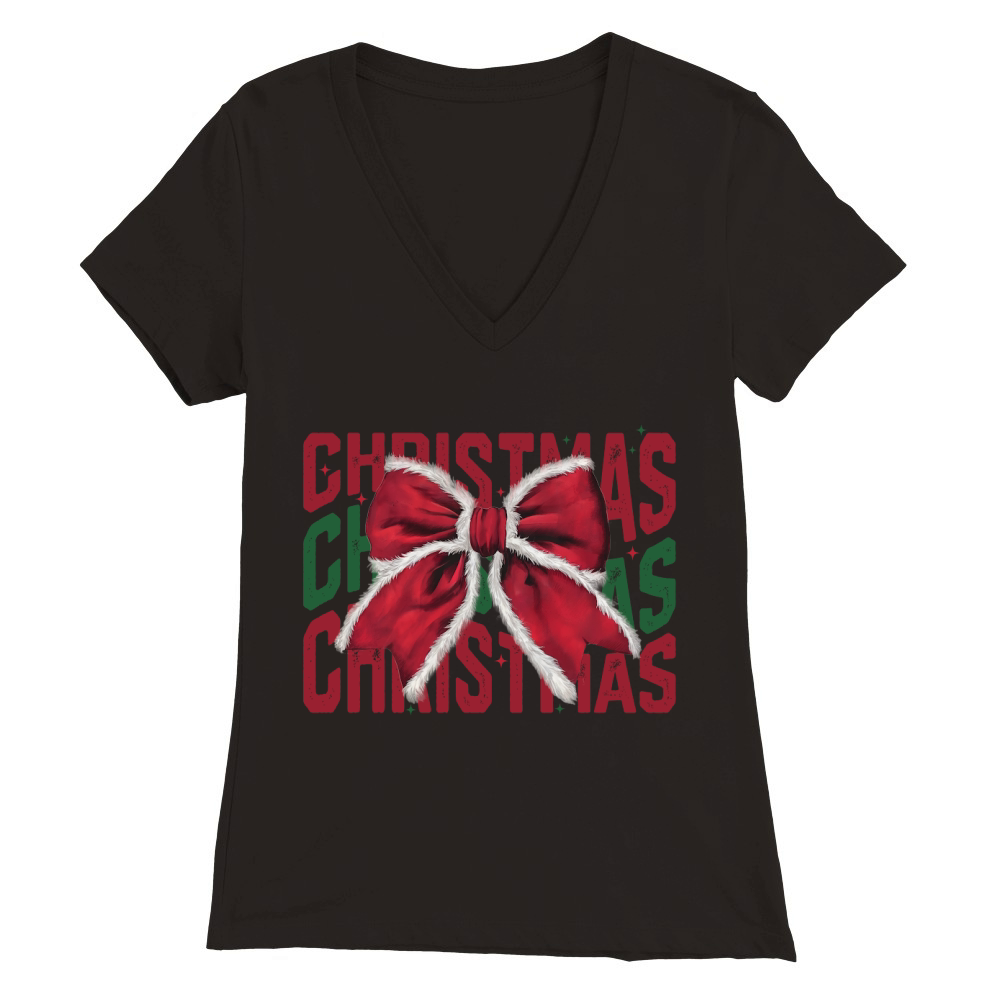 Christmas bow4 Premium Womens V-Neck T-shirt