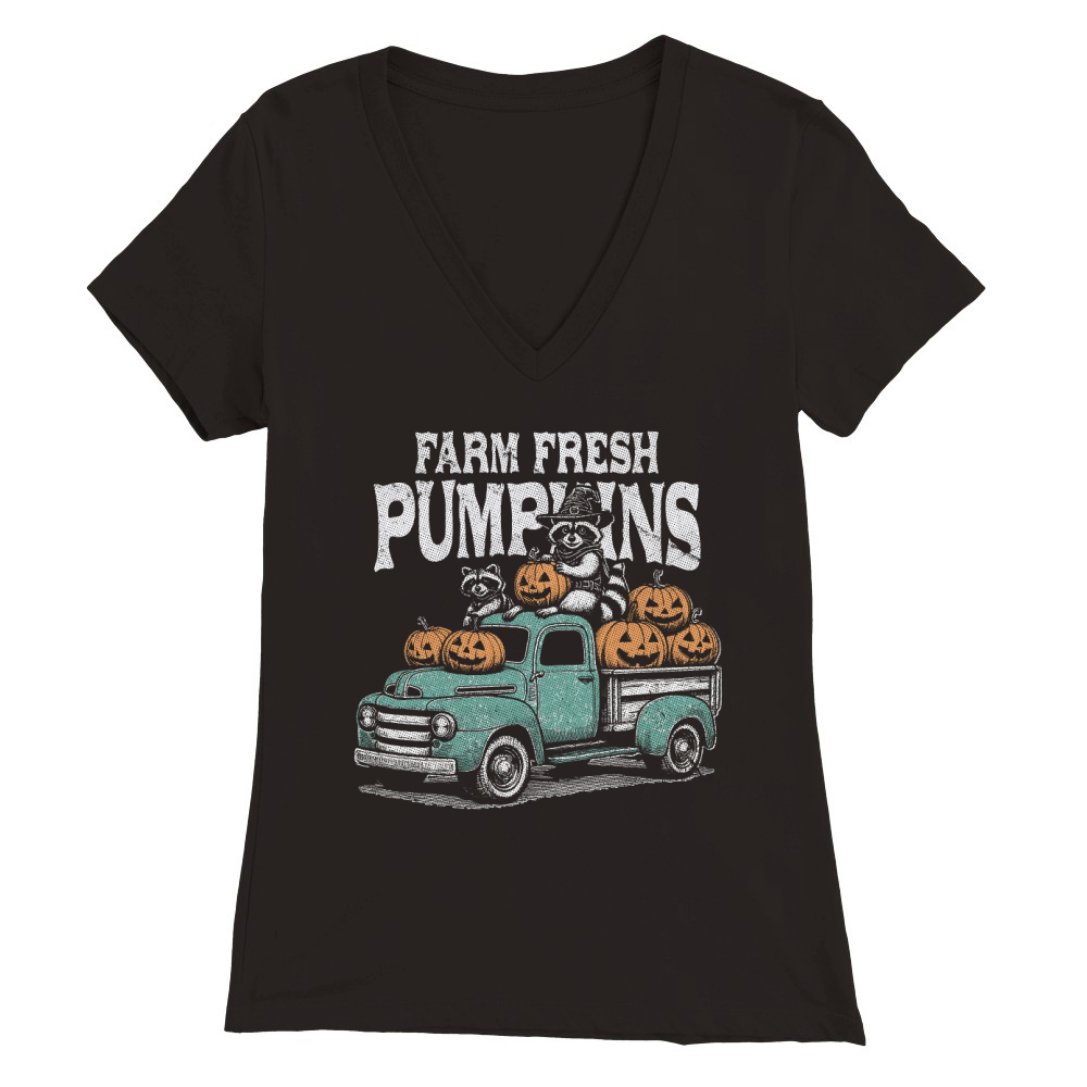 Farm fresh pumpkins Raccoon D Color GR Premium Womens V-Neck T-shirt